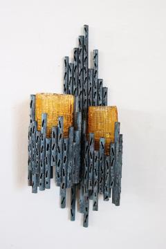 Italian Design Pair of Brutalist Wall Lights or Sconces by Marcello Fantoni - 3262590