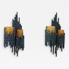 Italian Design Pair of Brutalist Wall Lights or Sconces by Marcello Fantoni - 3262986