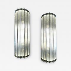 Italian Design Pair of Crystal Murano Glass Half Moon Nickel Finish Sconces - 2360183