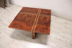 Italian Design Square Coffee Table in Walnut Burl 1970s - 3951314