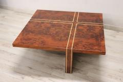 Italian Design Square Coffee Table in Walnut Burl 1970s - 3951315