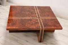 Italian Design Square Coffee Table in Walnut Burl 1970s - 3951316