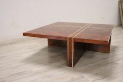 Italian Design Square Coffee Table in Walnut Burl 1970s - 3951318