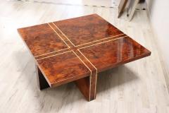 Italian Design Square Coffee Table in Walnut Burl 1970s - 3951319