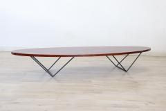 Italian Design Wooden Oval Long Coffee Table 1960s - 4063426