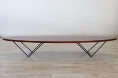 Italian Design Wooden Oval Long Coffee Table 1960s - 4063429