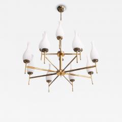 Italian Designer Chandelier with Brass and Glass Italy 1950s - 4798499