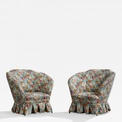 Italian Designer Lounge Chairs with Fabric and Brass Italy 1950s - 4809654