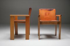 Italian Dining Chairs in Tan Leather in the Style of Scarpa 1970s - 1566301