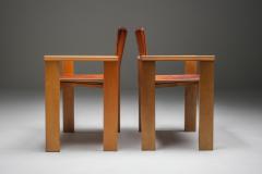 Italian Dining Chairs in Tan Leather in the Style of Scarpa 1970s - 1566303