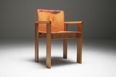 Italian Dining Chairs in Tan Leather in the Style of Scarpa 1970s - 1566305