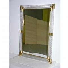 Italian Double Frame Twisted Crystal Murano Glass Mirror with Gold Brass Accents - 1340860