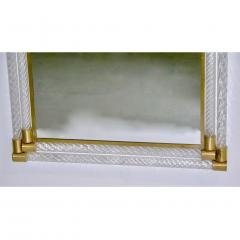 Italian Double Frame Twisted Crystal Murano Glass Mirror with Gold Brass Accents - 1340861