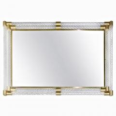 Italian Double Frame Twisted Crystal Murano Glass Mirror with Gold Brass Accents - 1340867