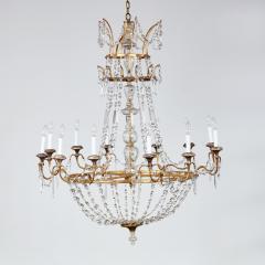 Italian Early 19th c Gilt and Crystal Chandelier - 3924223