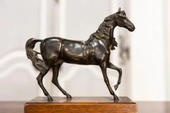 Italian Early 20th Century Bronze Horse Sculpture on Rectangular Wooden Base - 3696260