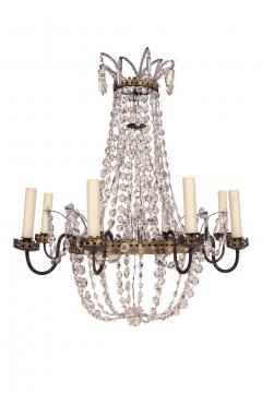 Italian Empire Crystal and Gilt Tole Chandelier - 4151275