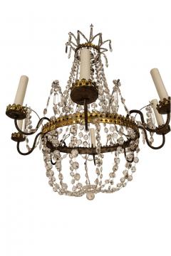 Italian Empire Crystal and Gilt Tole Chandelier - 4151283