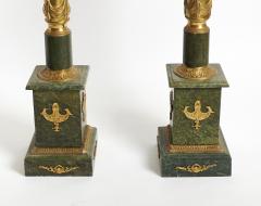 Italian Empire Style Gilt Bronze Green Marble Pedestal Sold Individually - 4705801