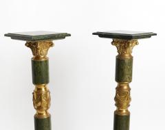 Italian Empire Style Gilt Bronze Green Marble Pedestal Sold Individually - 4705802