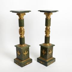 Italian Empire Style Gilt Bronze Green Marble Pedestal Sold Individually - 4705806