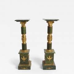 Italian Empire Style Gilt Bronze Green Marble Pedestal Sold Individually - 4708308