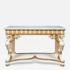 Italian Empire White Painted and Parcel Gilt Console Table circa 1825 - 3019180