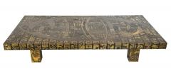 Italian Etched Bronze Coffee Table with Abstract Motif - 3635007