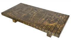 Italian Etched Bronze Coffee Table with Abstract Motif - 3635012