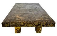 Italian Etched Bronze Coffee Table with Abstract Motif - 3635014