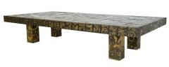 Italian Etched Bronze Coffee Table with Abstract Motif - 3635020