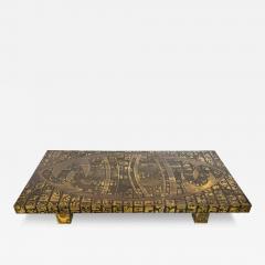 Italian Etched Bronze Coffee Table with Abstract Motif - 3635933