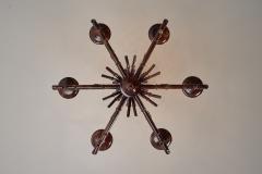 Italian Faux Bamboo Metal Chandelier 1970s - 4499054