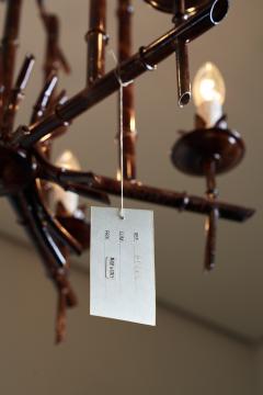 Italian Faux Bamboo Metal Chandelier 1970s - 4499055