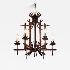 Italian Faux Bamboo Metal Chandelier 1970s - 4499986