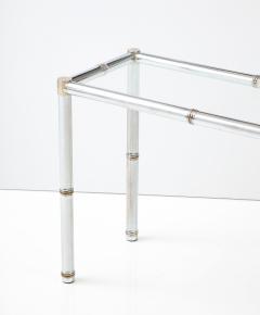 Italian Faux Chrome Bamboo Console Table 1970 Italy - 2829139