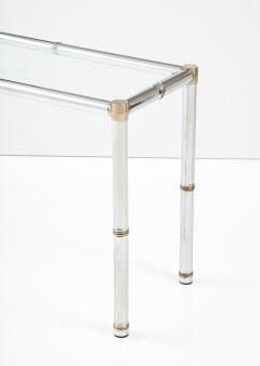 Italian Faux Chrome Bamboo Console Table 1970 Italy - 2829141