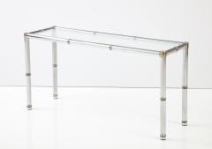 Italian Faux Chrome Bamboo Console Table 1970 Italy - 2829144