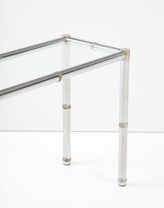 Italian Faux Chrome Bamboo Console Table 1970 Italy - 2829165