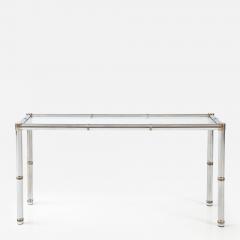 Italian Faux Chrome Bamboo Console Table 1970 Italy - 2833208