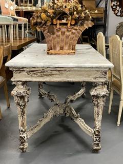 Italian Faux Marble Top Centre or Dining Table Gustavian Paint Distressed - 2993342