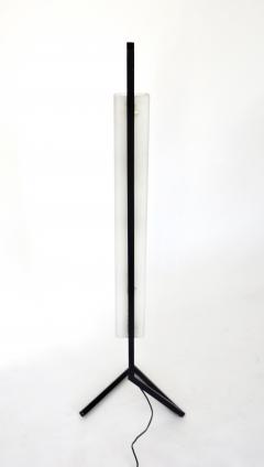 Italian Floor Lamp With Black Wrought Iron and Elongated Rectangular Glass Shade - 687771