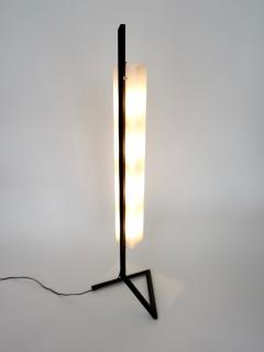 Italian Floor Lamp With Black Wrought Iron and Elongated Rectangular Glass Shade - 687783