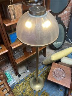 Italian Floor Lamp with Domed Textured Glass Shade 1970s - 4219748