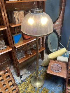 Italian Floor Lamp with Domed Textured Glass Shade 1970s - 4219751
