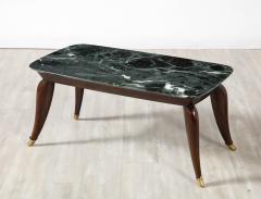 Italian Florentine Walnut and Verdi Alpi Marble Coffee Table circa 1940 - 2920307