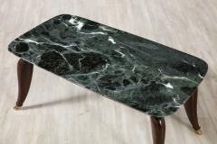 Italian Florentine Walnut and Verdi Alpi Marble Coffee Table circa 1940 - 2920315