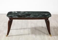 Italian Florentine Walnut and Verdi Alpi Marble Coffee Table circa 1940 - 2920316