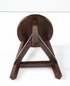 Italian Folk Art Rustic Walnut Tripod Stool - 2355059