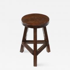 Italian Folk Art Rustic Walnut Tripod Stool - 2357288